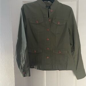 Rafaella Utility Jacket in Olive with Button Accents